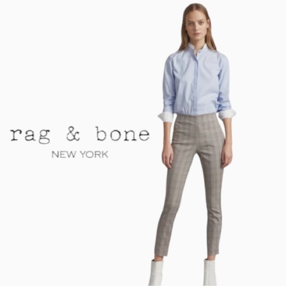 Rag & Bone Simone Plaid Skinny  Pants Side Zip Excellent Size 6 - Picture 2 of 13